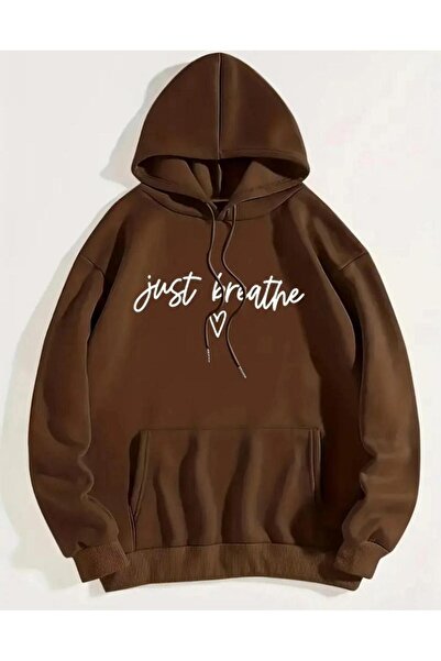 caddekombin Just Breathe Super Printed - Φούτερ με κουκούλα με 2 τσέπες με κλ...