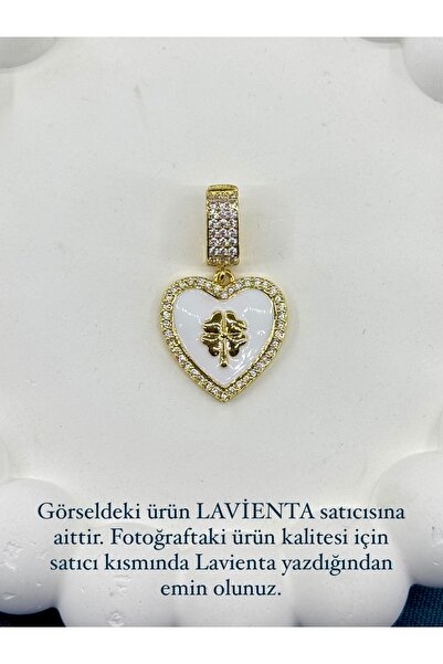 Lavienta نموذج البرسيم الذهبي على شكل قلب من الفولاذ Ajda Charm (السحر فقط)