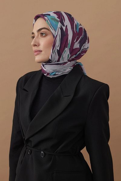 Modakaşmir Eșarfă din bumbac cu model de flux 110x110 - gri deschis