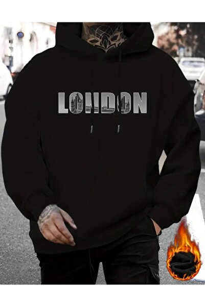 caddekombin London Printed 2 Thread Raster Pocket Hooded Sweatshirt