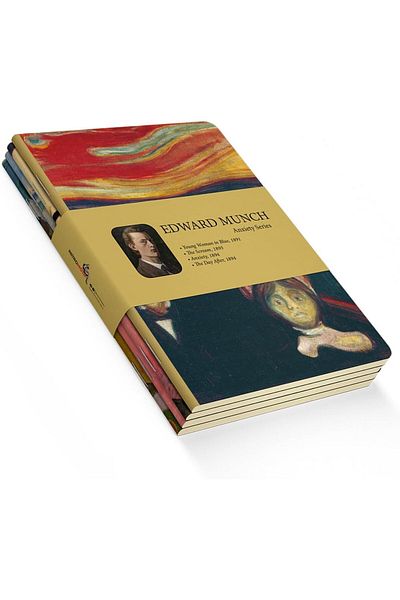 STOREMAX Edward Munch Ezg Anxiety Series - A5, 4-Piece Notebook Set I, Unlined, Total 256 Pages