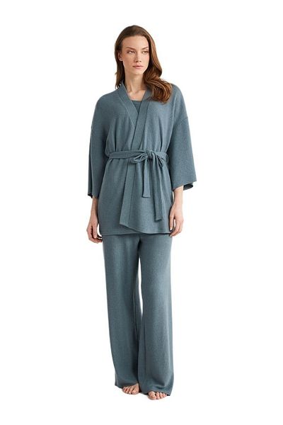 Penyemood Costum de pijama din bumbac cu textura moale pentru femei, cu halat