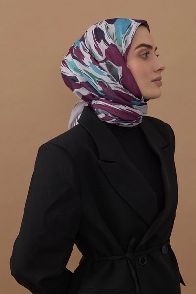 Modakaşmir Eșarfă din bumbac cu model de flux 110x110 - gri deschis