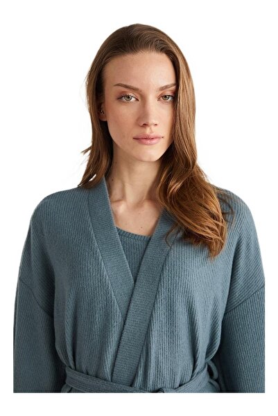 Penyemood YUMUŞAK DOKULU PAMUKLU KUMAŞ SABAHLIKLI KADIN ÜÇLÜ PİJAMA TAKIM