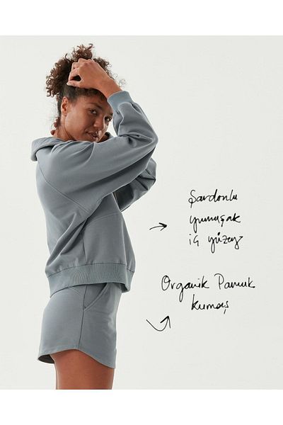 Ayma Active Hanorac oversize cu jumătate de fermoar cu guler albastru