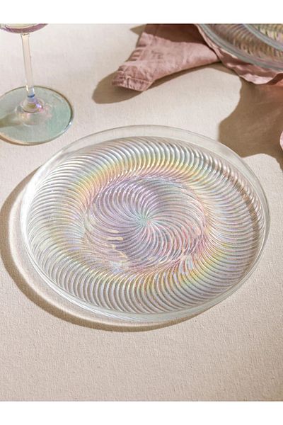 LC Waikiki Lcw Colorless Patterned Glass Cake Plate Set of 4