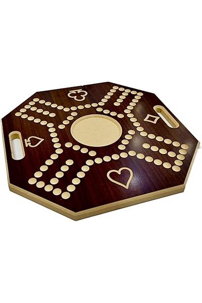 ALBADER , Jackaroo Wooden Board Game For 4 Players, Small-Size With 1 Deck Of Cards & 16 Marbles Fun