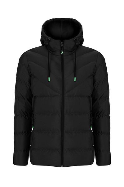 SİVAİST Sivaist New Season Men's Black Waterproof and Windproof Hooded Thick Inflatable Migragel Coat & Coats