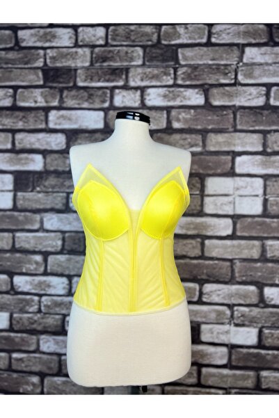 Metay Design Yellow Transparent Tulle Corset Bustier - Upright Ear Model