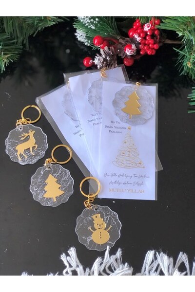 Masalsı Concept Yılbaşı Hediyesi Çam Ağacı Geyik Kardan Adam Figürlü Anahtarl...