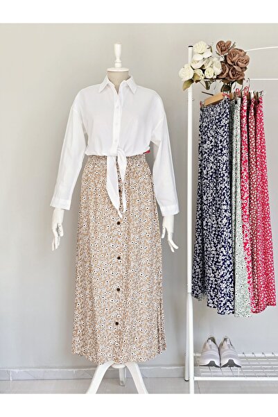 ENDAMIM Button Detailed Viscose Skirt