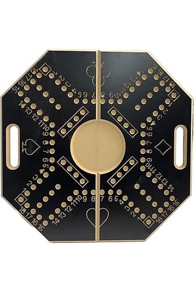 ALBADER , Numbered Foldable Jackaroo, Wooden Board Game Big-Size For 4 Players With Cards & Marbles