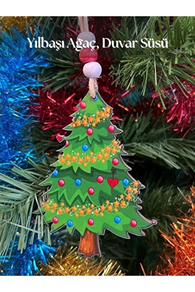 Tuana Trend Yılbaşı Ağaç Duvar Süsü Dekor Noel Baba Geyik Kar Tanesi Yılbaşı ...