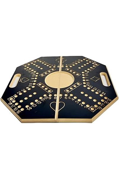 ALBADER , Numbered Foldable Jackaroo, Wooden Board Game Big-Size For 4 Players With Cards & Marbles