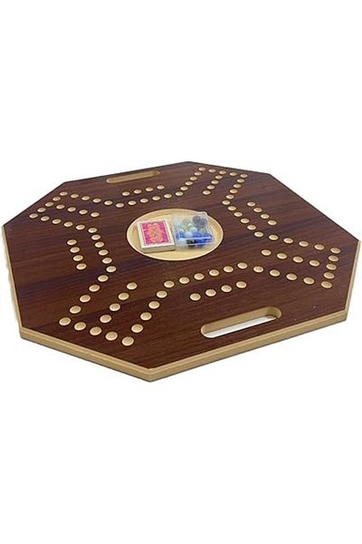 ALBADER , Jackaroo Wooden Board Game For 4 Players, Big-Size With 1 Deck Of Cards & 16 Marbles Fun
