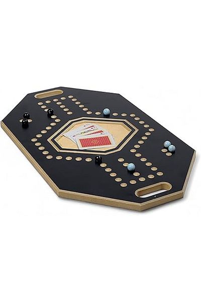 ALBADER Jackaroo Wooden Board Game for 2 Players With Marbles & Cards, Jackaro Strong Wooden
