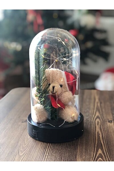 Masalsı Concept Yeni Yıl Hediyesi Ledli Fanus İçinde Şapkalı Ayıcık Yılbaşı H...
