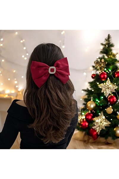 Twinssis Accessories إبزيم أوتوماتيكي بفيونكة كبيرة الحجم من الساتان الحجري ا...