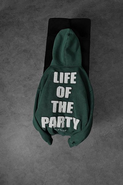 Slatra Ανδρικό Χακί Life Of The Party Απλικέ βρώμικο κέντημα που πλένεται με κουκούλα oversize φούτερ