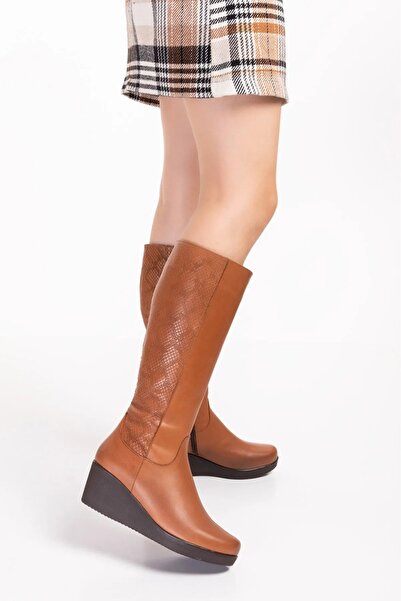 Elile Shoes Iç Astarı Gerçek Kürklü Deri Baldırı Geniş Kadın Çizme 35-41-42-43-44 Numara