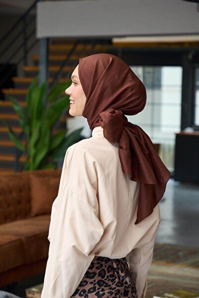 İpekhan Şal din voal cu model simplu Şal din mătase din voal din cupru închis - 9800-30