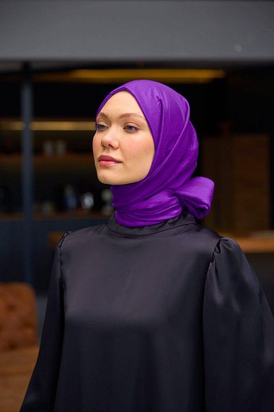 İpekhan Σάλι Voile με απλό σχέδιο Violet Voile Silk Wrap - 9800-17