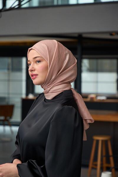 İpekhan Şal din voal cu model simplu, roz mediu, şal din mătase - 9800-48