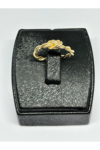 Eslem Aksesuar Gold altın renk halat örgü lü yüzük kadın ayarlanabilir yüzük