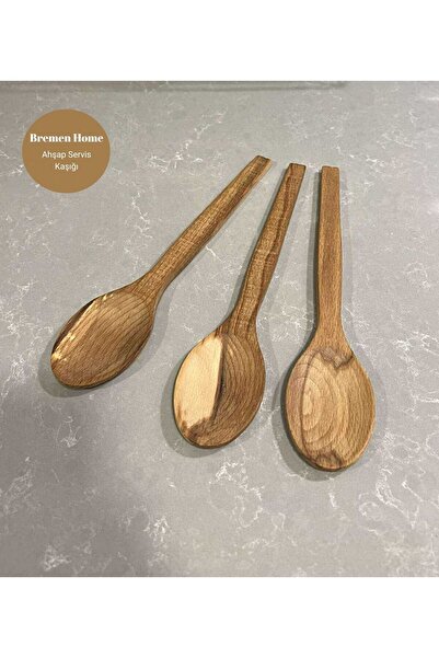 Bremen Home Ahşap Servis Kaşığı, Tahta Servis Kaşığı Set (3 Adet)