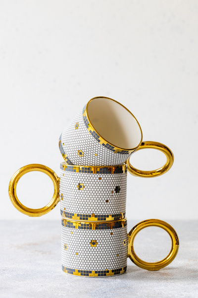 Genel Markalar Petek Desenli Porselen Ring 3’lü Kupa Seti – 270 cc Kahve & Ça...