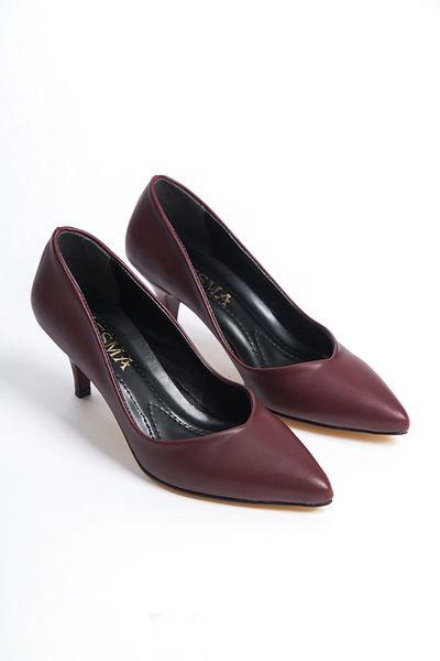 Ayakkabı Podyumum 5 CM Thin Heeled V-Mouth Black Svetik