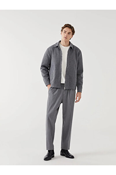 LC Waikiki LCW Vision Gri Standart Kalıp Gömlek Yaka Erkek Kaşe Mont