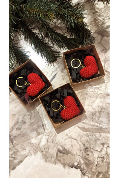 Masal Kırtasiye & Hediyelik Eşya 3 Adet Kırmızı Kalp Amigurumi Gold Zincirli ...
