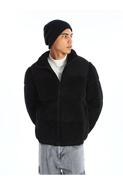 LC Waikiki LCW Casual Siyah Rahat Kalıp Dik Yaka Erkek Şişme Mont