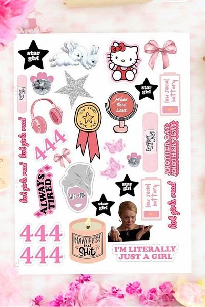 Major Selection Pink 444 Girl Power Manifest - Set de autocolante pentru laptop, telefon și tabletă cu tematică I'm Just a Girl