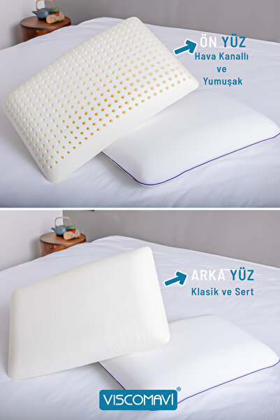 viscomavi CUNDA İKİ YÜZEYİ FARKLI SERTLİKTE ORTOPEDİK VISCO YASTIK 60X40X15 CM