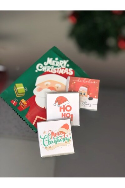 Masalsı Concept Yeni Yıl Temalı Yılbaşı Hediyesi Özel Baskılı Madlen, Metal Kutuda Mum Ve Yılbaşı Çorabı