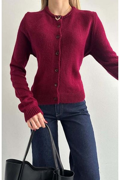Butik La Lilyum, Relaxed Fit Basic Silk Cardigan for Women - Soft and Fashionable, Lightweight Knitwear Design
