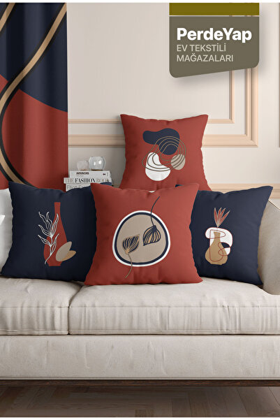 PerdeYap1980 Pernă de țiglă albastru marin cu model de flori suprarealist - I...