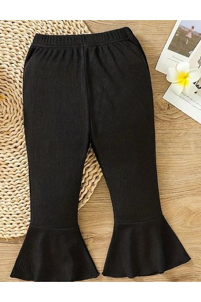 BEBEĞİME ÇORAP Ribbed Ruffled Spanish Leg Trousers Leggings