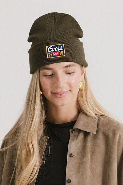 Pissos Coors Embroidery Beanie Winter Fold Unisex Trend Knit Hat