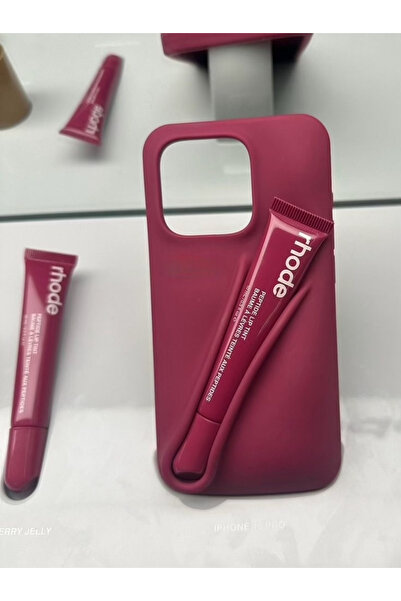 Legend Aksesuar İphone 13 Uyumlu Rhode Ruj Bölmeli Silikon Lips Kılıf Kapak