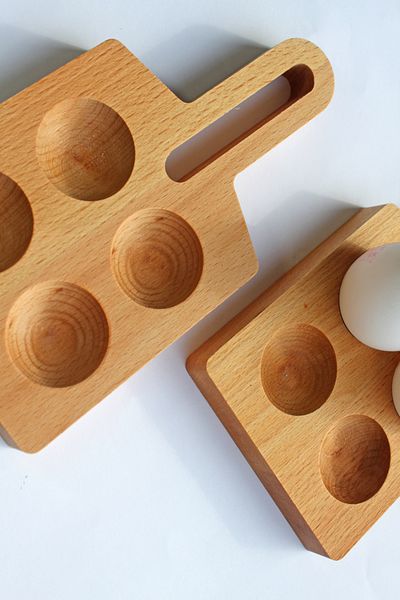 Teknofors Set of 2 4 Wooden Ellipse Egg Holders - 100% Beech Wood