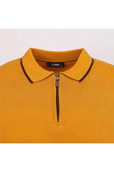 Dio Rise Men's Raffless Long Sleeve Slim Polo Neck Sweater - 189009   - Dark Mango