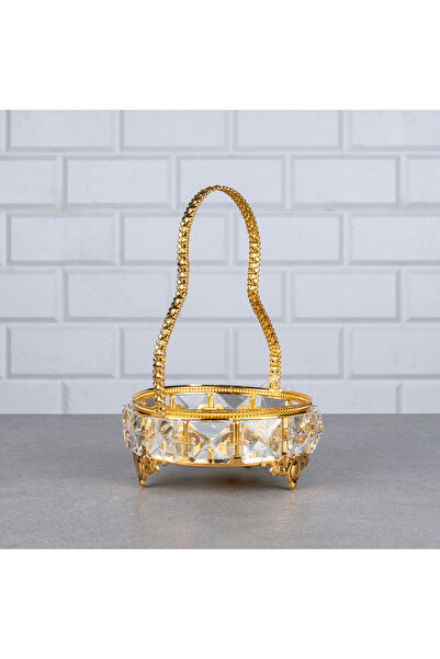 Hinora Stone Mirrored Round Presentation Holder Basket 12X12X17Cm Mini Size