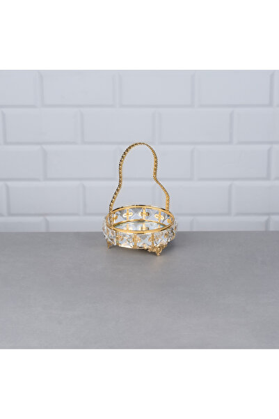 Hinora Stone Mirrored Round Presentation Holder Basket 12X12X17Cm Mini Size