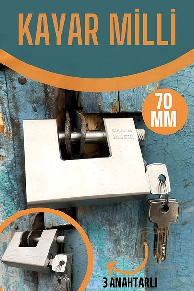 Transformacion Steel Sliding Shaft Padlock 70 mm with 3 Keys 721041