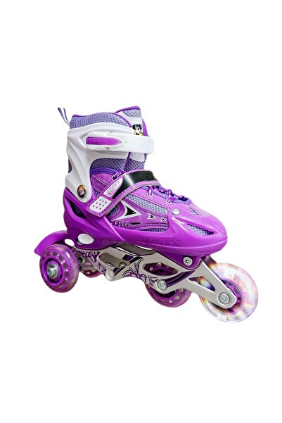 Oyuncakhane Purple Luminous Wheel Skates Adjustable Metal Body Children's Exe...
