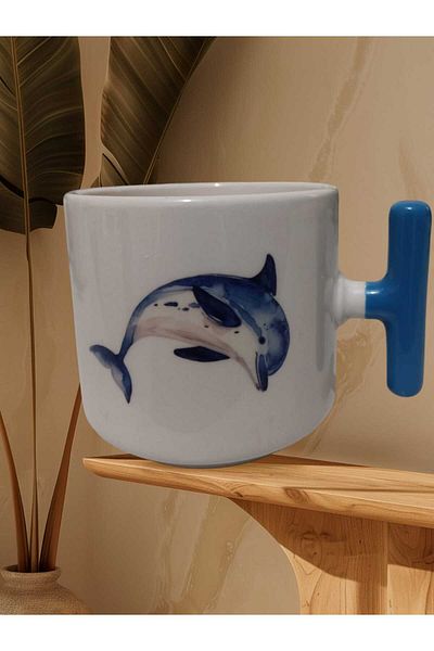 GameFruy Cute Dolphin Double Sided Printed t Mug Cup (Blue t)