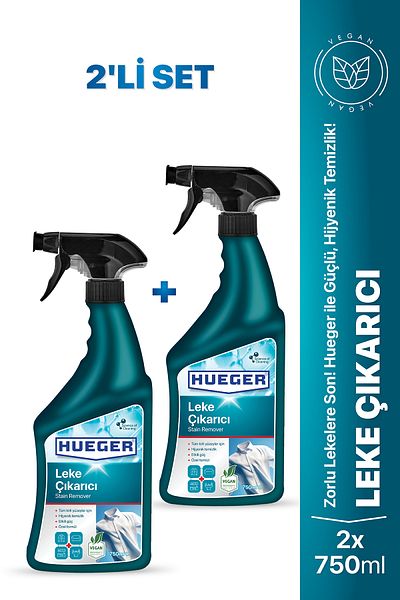 Hueger Demachiant vegan pentru pete – Set de 2 pentru îndepărtarea petelor pentru țesături și suprafețe cu cap de spumă și spray 750 ml 750 ml